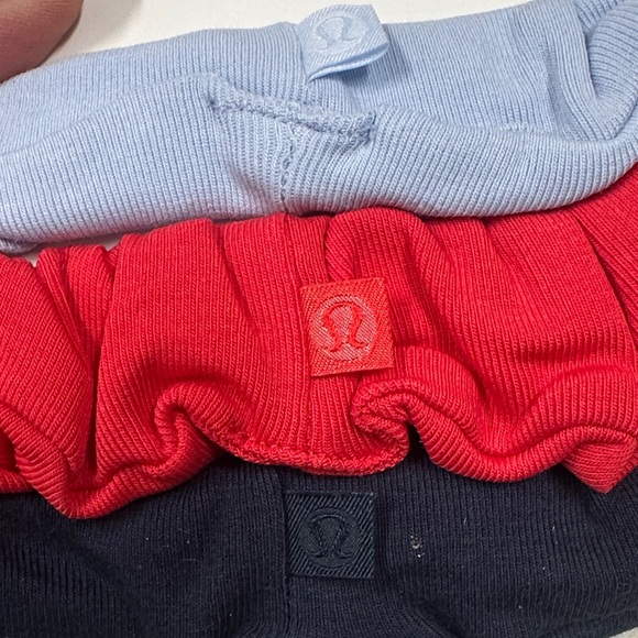 NWT Lululemon athletica Uplifting Scrunchies Trio - Light Blue, Red, Navy - Picture 3 of 3